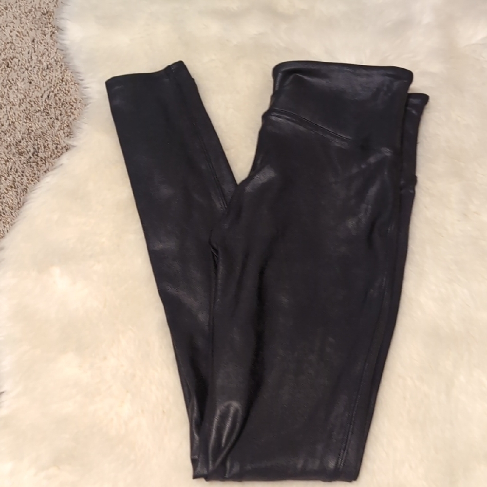 SPANX Black Shiny Leggings S